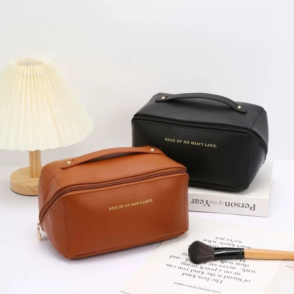 Waterproof Travel Makeup Bag - Large Capacity Cosmetics Organizer with Handle
