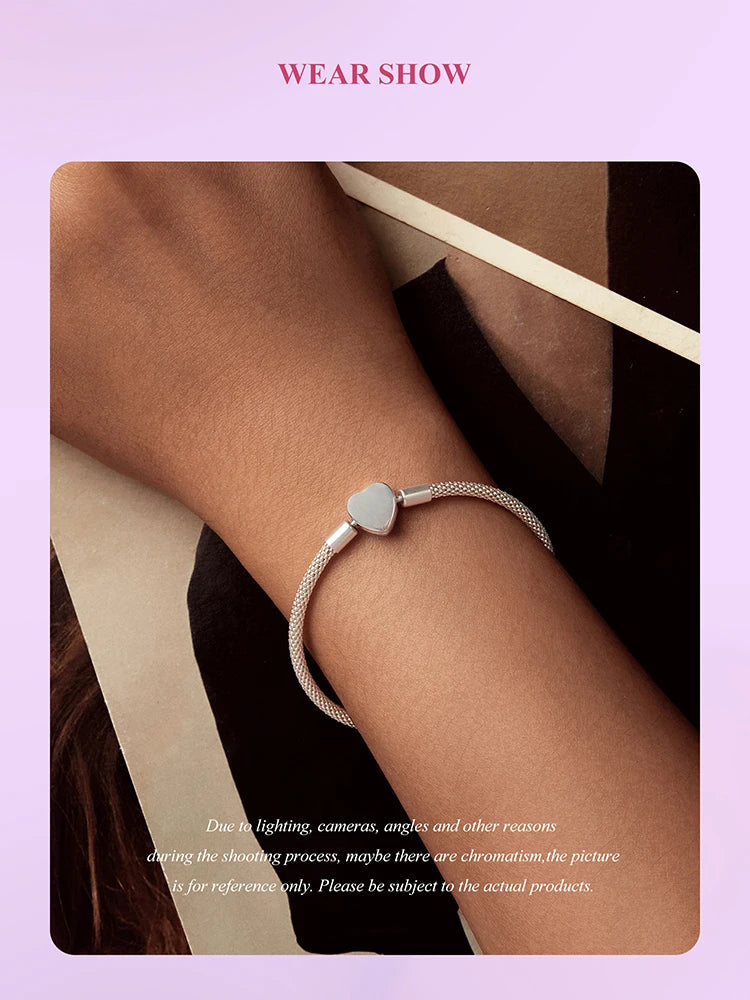 Sterling Silver Heart Bracelet - Elegant Bangle for Women