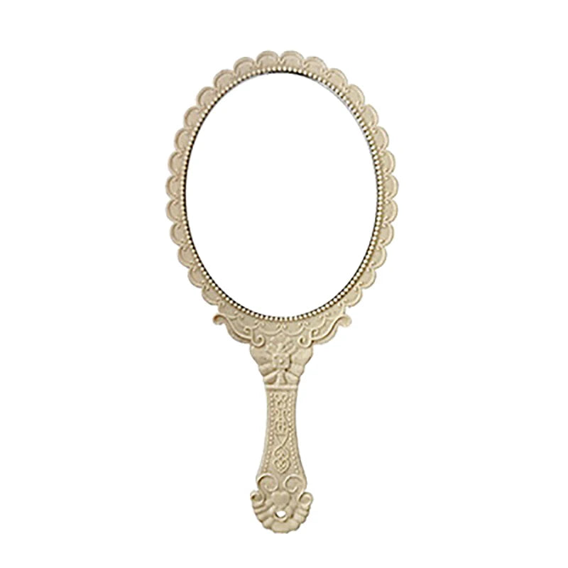 Portable Vintage Lace Makeup Mirror Hand Hold Oval Round Mirror Noble Restore Ancient Ways Court Mirror Beauty Tool