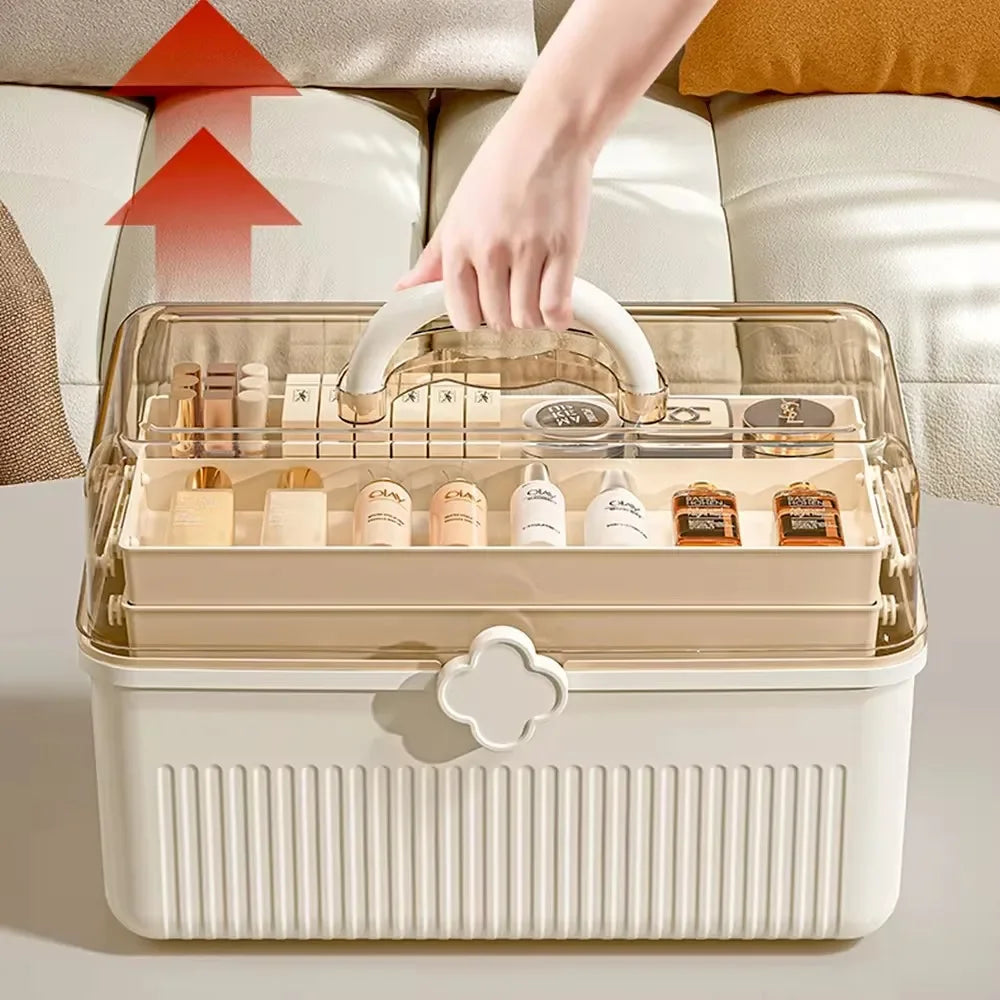 Large Capacity Makeup Storage Organizer Dust-proof Skincare Storage Box for Lipstick Eyeshadow Cosmetic Medicine Organizer