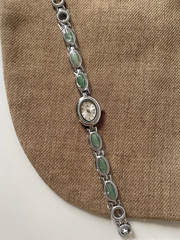 High-end Luxury Watches for Woman Elegant Green Jewelry Jade Quartz Bracelet Wristwatch Gift for Women Lady Fashion Dress Watch