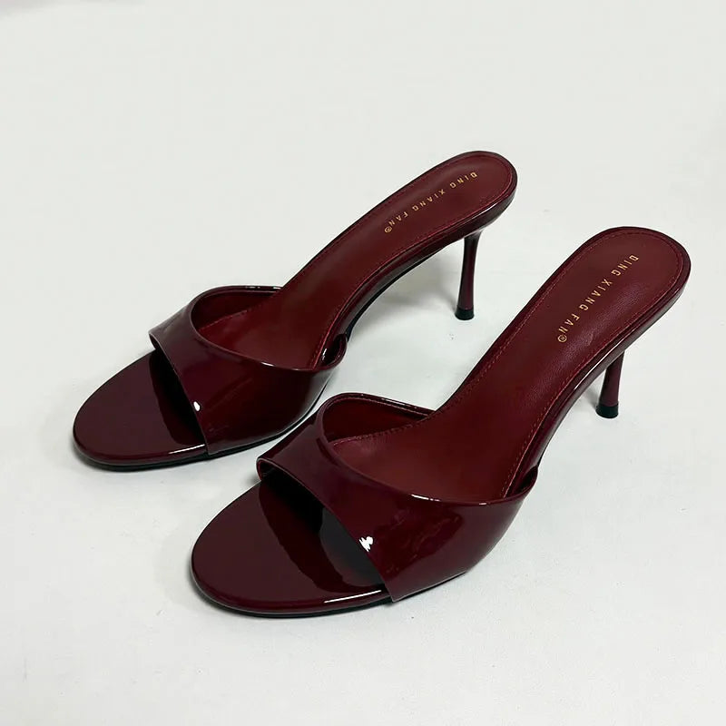 Heeled Slippers - Elegant Thin Heel Slides for Women