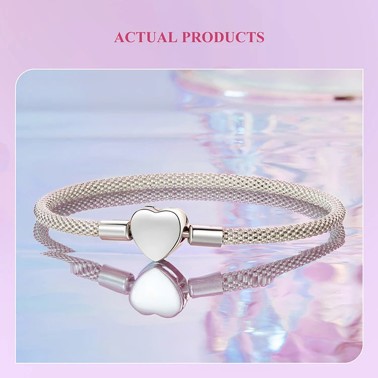 Sterling Silver Heart Bracelet - Elegant Bangle for Women