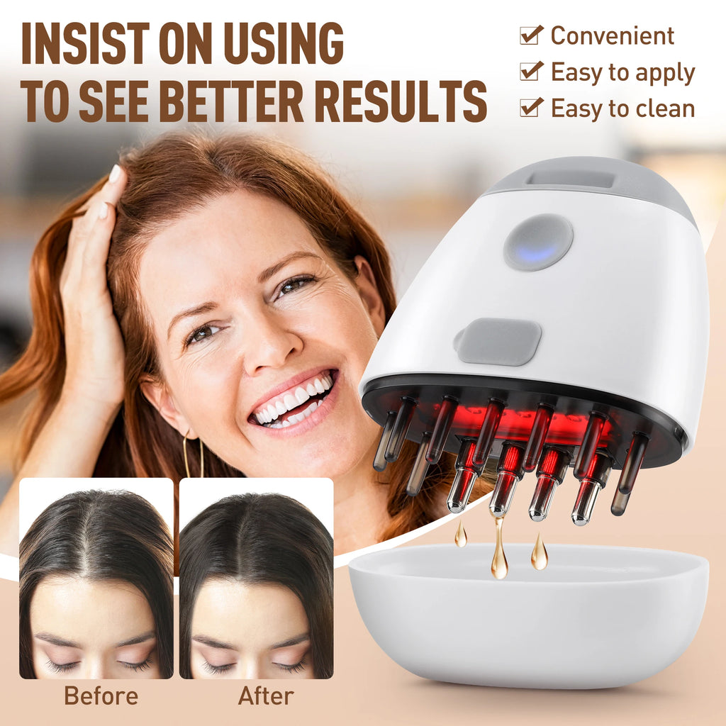 Red Light Therapy Hair Growth Massage Comb Electric Vibration Head Massager Scalp Massage Brush Hair Oil Liquid Applicator