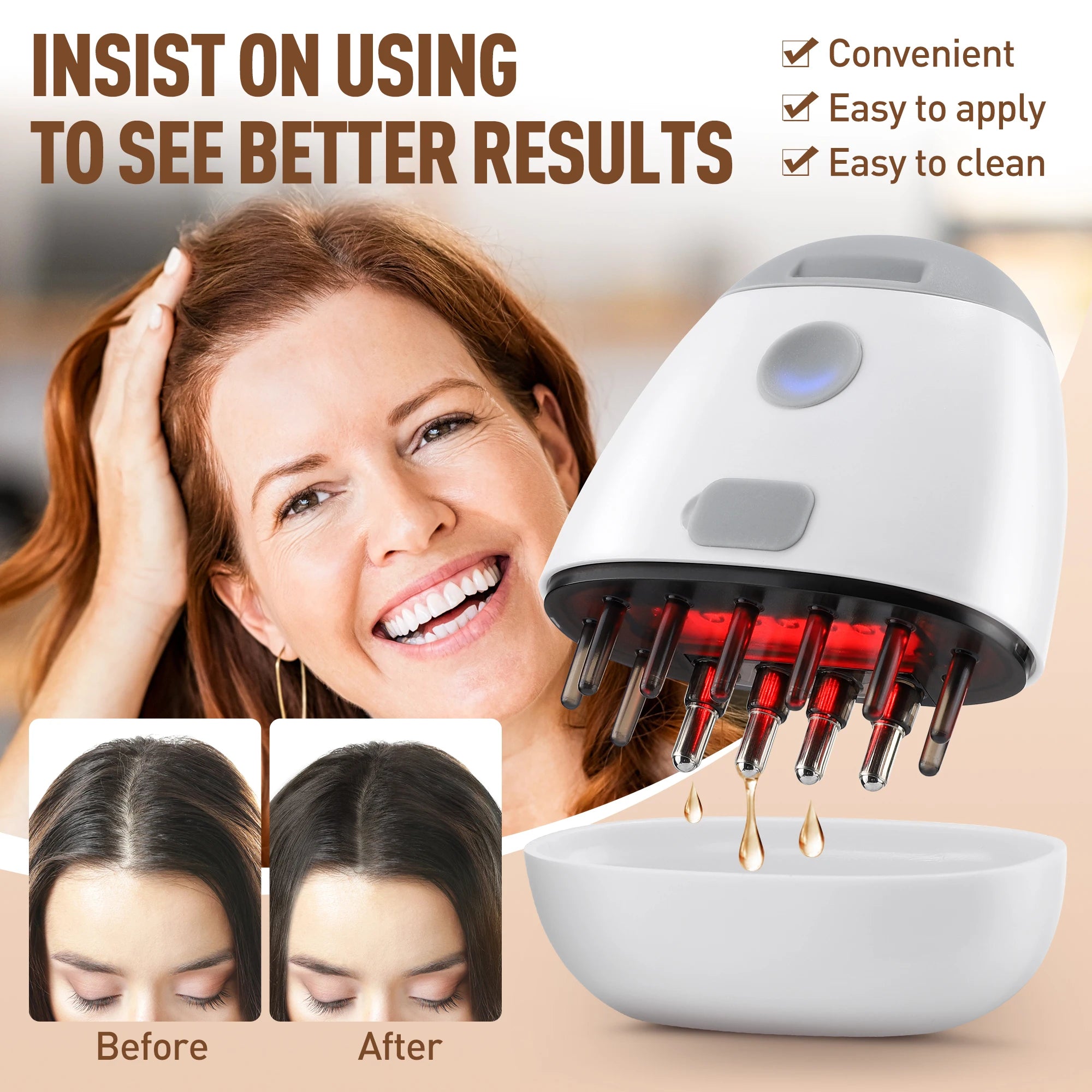 Red Light Therapy Hair Growth Massage Comb Electric Vibration Head Massager Scalp Massage Brush Hair Oil Liquid Applicator