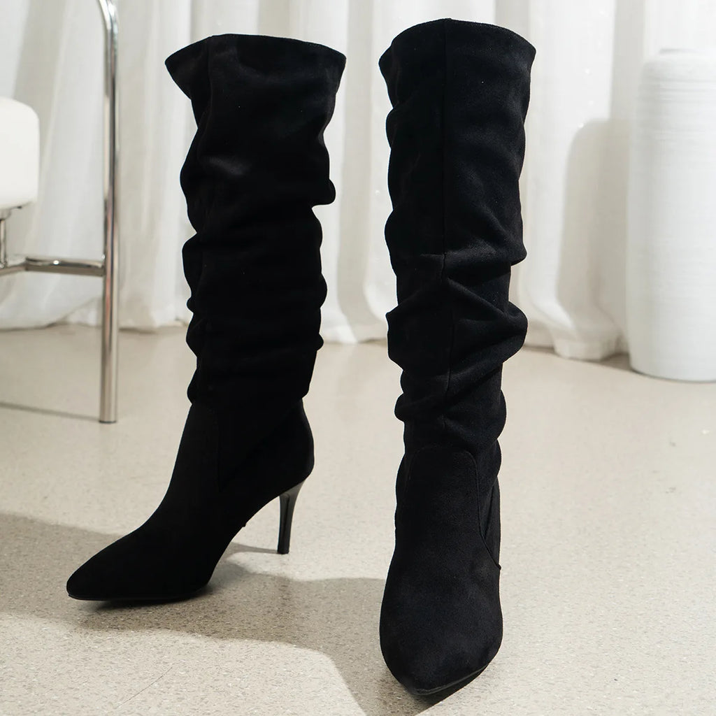 Knee-High Suede Boots - Elegant Pointed Toe High Heel Boots