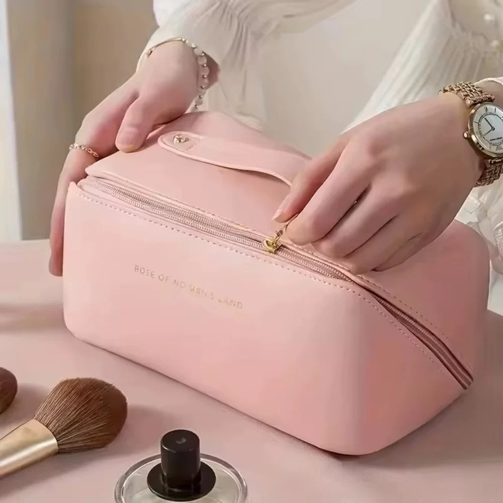Waterproof Travel Makeup Bag - Large Capacity Cosmetics Organizer with Handle