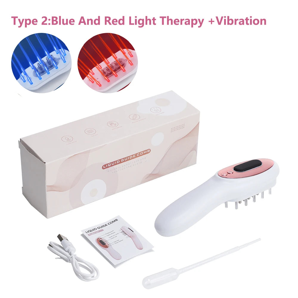 Red Light Therapy Hair Growth Massage Comb Electric Vibration Head Massager Scalp Massage Brush Hair Oil Liquid Applicator