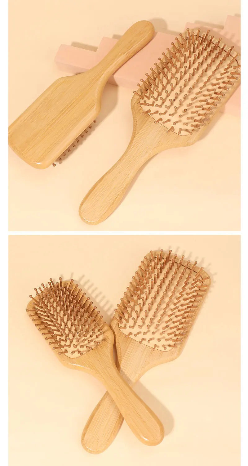 Bamboo Scalp Massage Hair Brush - Natural Wood Comb for Hair Growth and Scalp Health