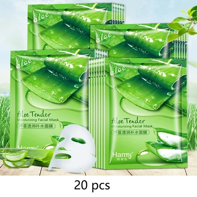 20Pcs Face Mask Sets Fresh Fruit Face Care Sheet Masks Hydrating Anti-aging Oil Control Acne Treatment Facial Mask Skin Care Set