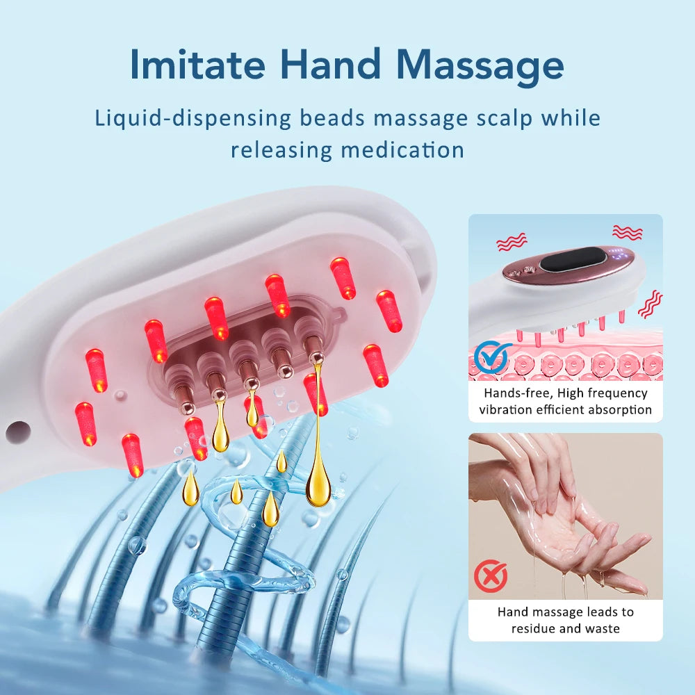 Red Light Therapy Hair Growth Massage Comb Electric Vibration Head Massager Scalp Massage Brush Hair Oil Liquid Applicator