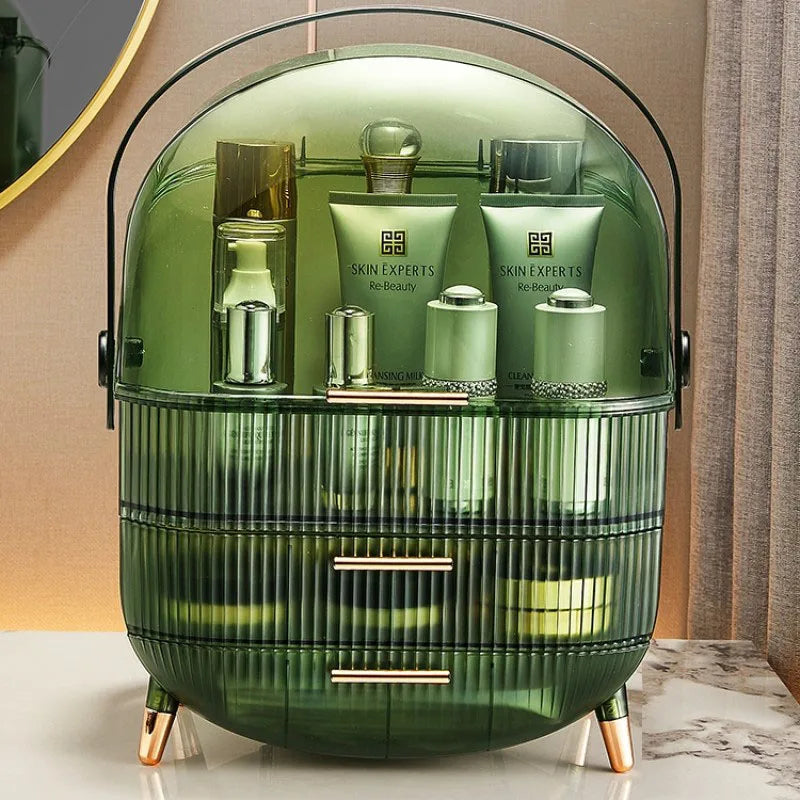 Large Makeup Organizer with Drawers and Lid - Dustproof Cosmetics Storage Box