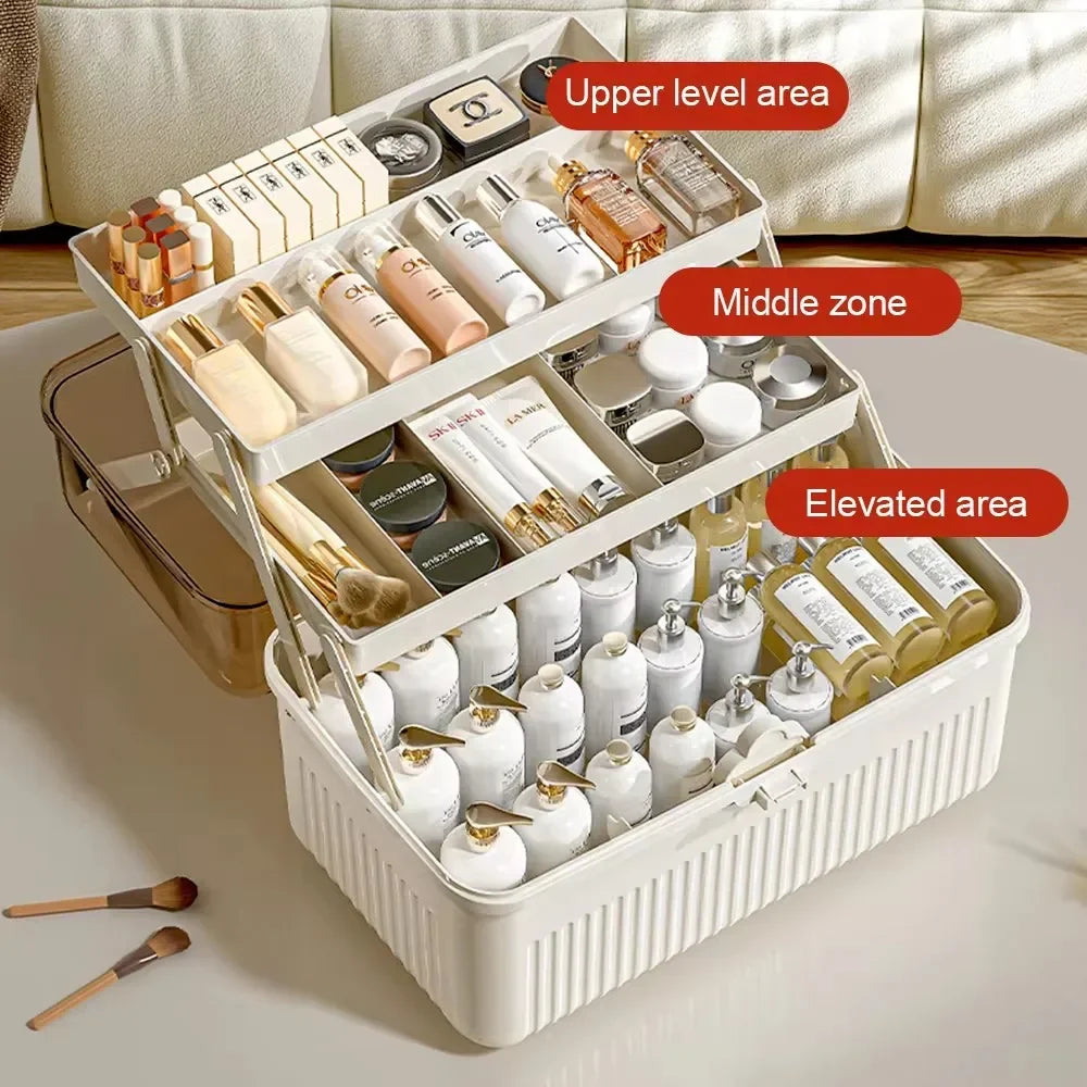 Large Capacity Makeup Storage Organizer Dust-proof Skincare Storage Box for Lipstick Eyeshadow Cosmetic Medicine Organizer