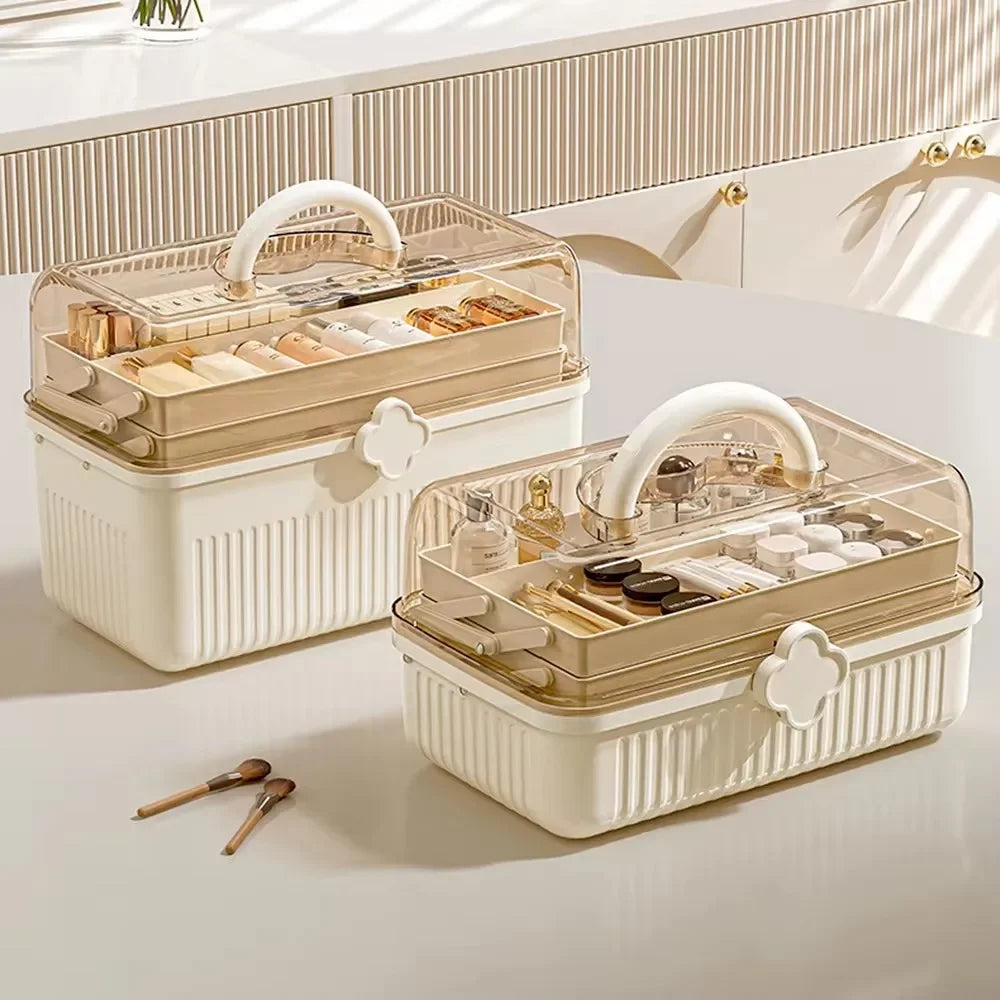 Large Capacity Makeup Storage Organizer Dust-proof Skincare Storage Box for Lipstick Eyeshadow Cosmetic Medicine Organizer