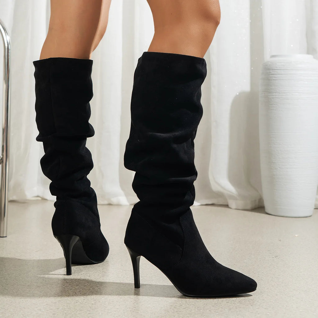 Knee-High Suede Boots - Elegant Pointed Toe High Heel Boots