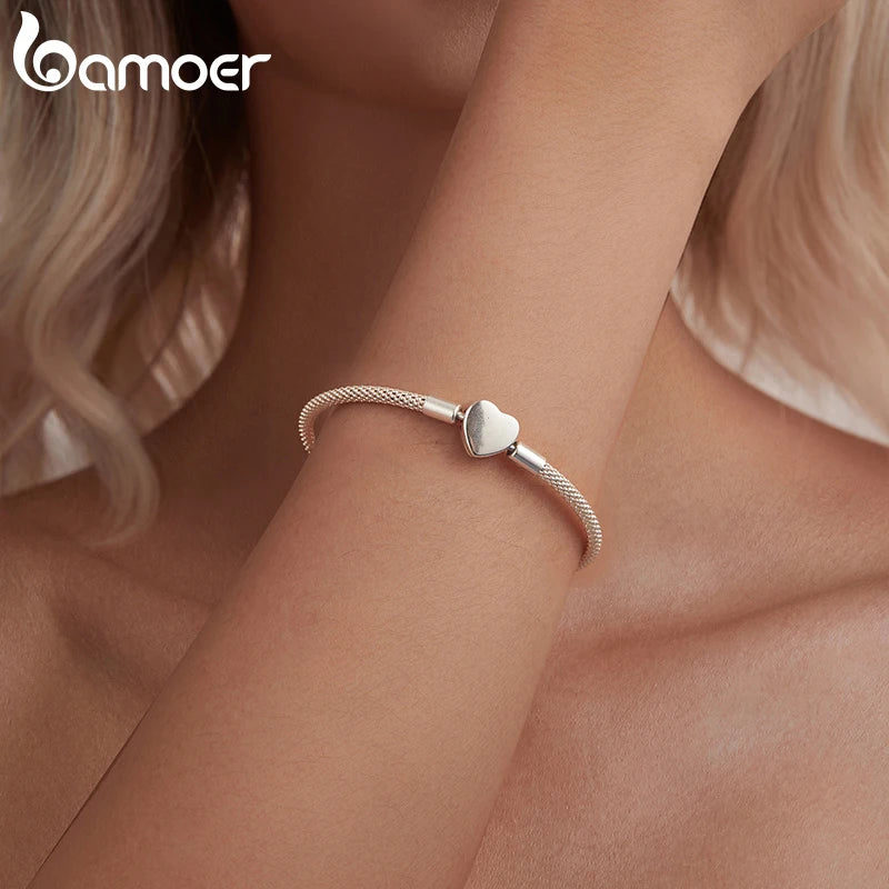 Sterling Silver Heart Bracelet - Elegant Bangle for Women