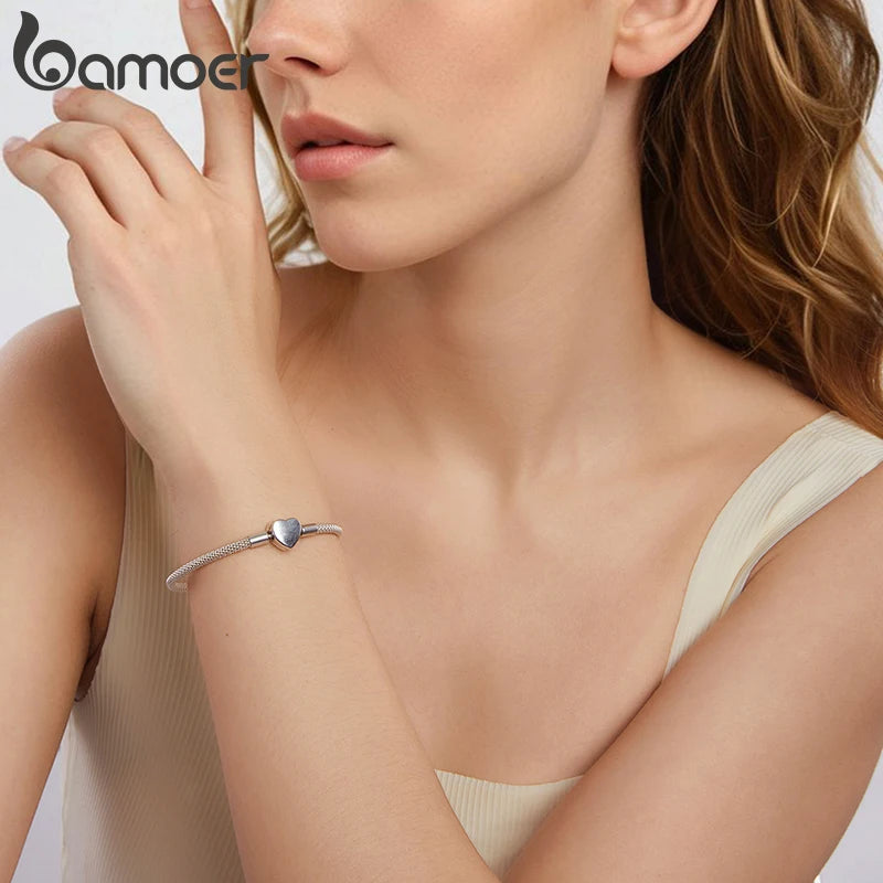 Sterling Silver Heart Bracelet - Elegant Bangle for Women