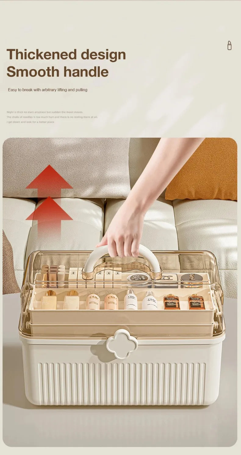 Large Capacity Makeup Storage Organizer Dust-proof Skincare Storage Box for Lipstick Eyeshadow Cosmetic Medicine Organizer