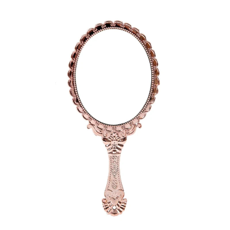 Portable Vintage Lace Makeup Mirror Hand Hold Oval Round Mirror Noble Restore Ancient Ways Court Mirror Beauty Tool